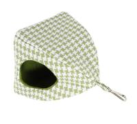 WEKAMOS Hamac Suspendu Nid D'oiseau pour Perroquet Petit Animal, Tissu Doux Vert à Carreaux, Taille Petite, Usage en Cage Oiseaux, Adapté Oiseaux Petits Animaux