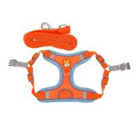 WEKAMOS Harnais pour Chiot Multifonction en Tissu Orange Laisse Intégrée, Confortable et Adapté Promenade et L'entraînement des Petits Chiens de 3,5 à 6,5 Kg
