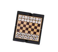 WEKAMOS Jeu Portable D'échecs Et Dames Pliable en Cuir Fin, Pièces Magnétiques, Léger Et Solide, Format Compact, Adapté Aux Adultes, Voyage Et Loisirs, Coffret De Jeu pour Domicile