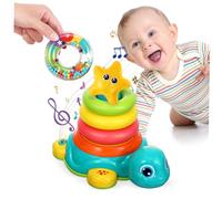 WEKAMOS Jouet Musical Forme De Tortue Avec Lumière Pour Bébés Jouet Éveil Sensoriel Pour Développer Les Compétences Motrices Lien Familial Pratique Et Léger Pour Garçon Fille