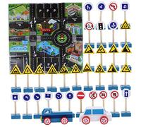 WEKAMOS Jouet Panneaux Routiers en Bois pour Garçon et Filles, Bloc de Construction Facile à Tenir et Pratique à Transporter, pour Apprentissage Sécurité Routière