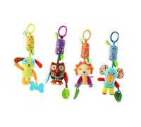 WEKAMOS Jouets de Dessin Animé pour Bébés Cloches Rotatives, Peluche Courte, Facile à Suspendre, 4 Pièces pour Lit ou Poussette, Stimulation Visuelle et Éveil