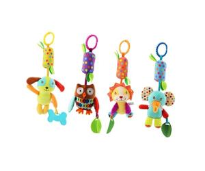 WEKAMOS Jouets de Dessin Animé pour Bébés Cloches Rotatives, Peluche Courte, Facile à Suspendre, 4 Pièces pour Lit ou Poussette, Stimulation Visuelle et Éveil