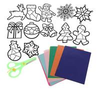 WEKAMOS Kit de Décoration de Fenêtre DIY pour Noël avec Attrape-soleil Flocon Sapin Peinture Vitrail Plastique pour Garçon Fille Ornements Festifs pour École et Fêtes