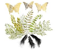 WEKAMOS Kit de Matériaux pour Cyanotype avec Pochoirs Plastique et Plumes Papier Sensible Lumière DIY Créatif pour Impression Solaire et Activités Manuelles