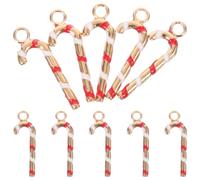 WEKAMOS Lot de 10 Pendentifs de Noël en Alliage Mini Breloques Cannes à Sucre Couleur Image pour Création de Bijoux DIY Bracelets et Colliers de Noël Décoration Festive Artisanale