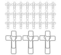 WEKAMOS Lot de 100 Trombones Métalliques de Cœur Croix Argentés - Accessoires Bibliques Polyvalents pour Étude Biblique, Organisation de Documents et Fournitures pour Journal