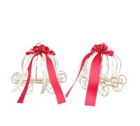 WEKAMOS Lot de 2 Boîtes à Bonbons en Métal Rouge Ajouré, Forme Chariot Citrouille Couronne, Décorations pour Halloween et Mariage, Boîtes Porte-bonbons Polyvalentes pour Fête et Rangement