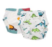 WEKAMOS Lot de 2 Culottes d'Entraînement Bébé en Coton 6 Couches Imperméables Lavables Tissu Respirant et Absorbant Taille M Motif Petit Dinosaure Pantalon Pratique pour Apprentissage