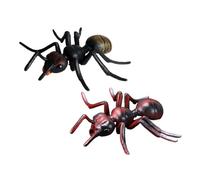 WEKAMOS Lot de 2 Fourmis Miniatures Réalistes en Plastique Écologique, Jouets Éducatifs pour Garçon et Filles, Modèles D’Insectes Noirs et Rouges pour Apprentissage et Décoration