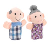WEKAMOS Lot de 2 Marionnettes à Main Famille en Tissu Douce et Flexible, Grand-père et Grand-mère, Éducatif pour Garçon et Filles 1 à 3 Ans, pour Contes, Jeux de Rôle et Apprentissage