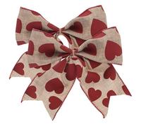 WEKAMOS Lot de 2 Nœuds à Motif Cœur en Tissu Naturel Décoration Mariage Festive et Présent Saint-Valentin Accessoires Décoratifs Rouges Imprimé Cœur Ornement Romantique Polyvalent