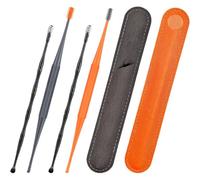 WEKAMOS Lot de 2 Sets de Outils à Cérumen Réutilisables en Silicone et Acier Inoxydable, Double Tête, Dissolvant de Cérumen Portable, Nettoyage Oreille à Domicile, Soin Auditif