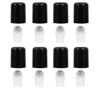 WEKAMOS Lot de 20 Embouts à Bille Ambrés et Bouchons Anti-poussière Noirs pour Flacons Roll-on Huiles Essentielles 18 Dents, Rechargeables et Étanches, Usage Aromathérapie Maison, Bureau