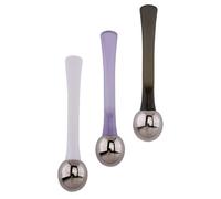 WEKAMOS Lot de 3 Bâtonnets de Massage en Alliage de Zinc Visage Yeux, Cuillère à Crème Contour des Yeux Blanche, Verte Foncée et Transparente, Outil Compact pour Soins Visage et Fatigue