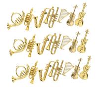 WEKAMOS Lot de 35 Mini-Instruments De Musique Décoratifs Figurines Violon Guitare Ornements Accessoires pour Maison De Poupée Plastique Doré