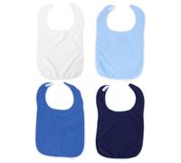 WEKAMOS Lot de 4 Bavoirs D'hiver pour Adultes en Polyester Double Face Protection Anti-taches Taille Unique Couleurs Bleu Ciel Bleu Roi et Blanc Adaptés pour Personnes Âgées et