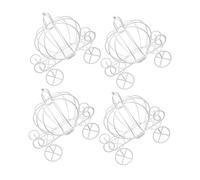 WEKAMOS Lot de 4 Boîtes à Bonbons Citrouille en Fer Forgé Blanc Décorations Mariage Élégantes de Carrosse Centre de Table Festif pour Anniversaire et Fête Support Métallique Solide