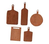 WEKAMOS Lot de 5 Mini Planches à Découper en Bois Simulées, Petite Planche Artisanale Cuisine Miniature, Accessoires Décoratifs pour Maison de Poupée, Décor de Scène DIY, Jeu Éducatif