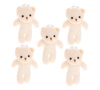 WEKAMOS Lot de 5 Petits Ours en Peluche Doux, Pendentifs Chaîne Perle, Mini Figurines Décoratives Multifonctions pour Porte-clés, DIY et Décoration Présent Anniversaire