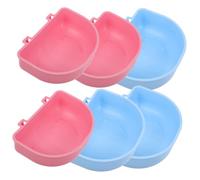 WEKAMOS Lot de 6 Bols Suspendus pour Hamsters et Petits Animaux Bol d'eau Compact et Lavable Petits pour Hamster en Plastique Sûr 3 Roses 3 Bleus Accessoires Cage pour Chinchillas