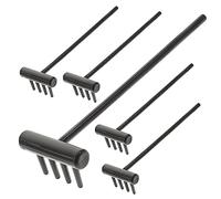WEKAMOS Lot de 6 Mini Râteaux Zen pour Bac à Sable et Jardin, Râteaux de Table à Sable Noirs 4 Pieds, Outils Légers et Précis pour Motifs Décoratifs Zen