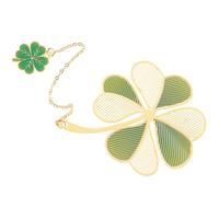 WEKAMOS Marque-page en Laiton Suspendu avec Pendentif Trèfle à Quatre Feuilles, Accessoire de Lecture en Métal Décoratif, Marque-pages Délicats pour Étudiants, Bureau et Bibliothèque,