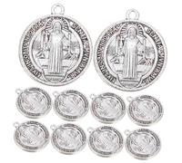 WEKAMOS Médaille Saint Benoît, Lot De 10 Pièces En Métal Robuste Motif Croix, Pour Bijoux Faits Main, Colliers Et Porte-clés, Adaptés Aux Projets Diy Religieux