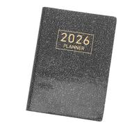 WEKAMOS Mini Agenda Anglais Planificateur Hebdomadaire et Mensuel Compact Carnet de Poche avec Reliure Cousue Papier Épais Antitransfert Couverture Noire Starlight Portable pour