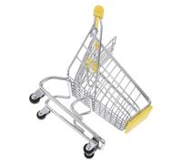 WEKAMOS Mini Chariot de Courses Métal avec Roues Miniature pour Garçon Fille Caddie de Supermarché Réaliste et Décoratif Trolley de Jeu pour Maison de Poupée Modèle Moyen Jaune
