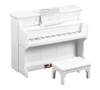 WEKAMOS Mini Piano Maison De PoupéE avec Tabouret Et Partition ModèLe RéDuit en Plastique Blanc DéCoration Meubles Miniatures pour Accessoires De Mini Maison Instrument De Musique