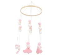 WEKAMOS Mobile Lit Garçon Fille Bois Étoile Éléphant Suspension Musicale Chambre Garçon Fille Décor Apaisant pour Berceau Infantile Éveil Sensoriel Doux Accessoire Naissance Rose