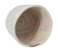 WEKAMOS Panier de Rangement Tressé en Corde de Coton Coloré Petit Format Rond Panier Multi-usages pour Bureau et Chambre pour Goûters Maquillage et Accessoires Compact