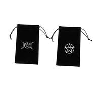 WEKAMOS Paquet De Rangement Pour Cartes De Tarot à Cordon Lot De 2 Pièces En Tissu Noir Pentacle 100x180 Mm Rangement Pratique Pour Débutants Usage Divination Et Protection
