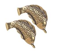 WEKAMOS Pendentif Porte-clés en Laiton Vintage Or, 2pcs, Compact et Polyvalent, Charme Poisson Rétro pour Usage Quotidien et Décoration de Paquet