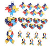 WEKAMOS Pendentifs Alliage Soi-même 24 Pièces pour Sensibilisation Autisme Unisexe Multicolore Décoratifs DIY Accessoires Bracelets Bijoux Artisanat Creation