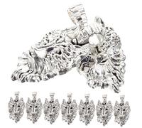 WEKAMOS Pendentifs Tête de Loup en Alliage Ancien 50 Pcs DIY pour Confection de Bijoux Homme Couleur Argenté Breloques Artisanales Accessoires Fête des Pères Création
