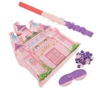 WEKAMOS Piñata Château de Princesse Rose pour Fête D'garçon et Filles, Jeu de Bonbons Suspendu Batte et Bandeau, Décoration Anniversaire Fille, 1 Ensemble Confettis 50g