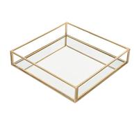 WEKAMOS Plateau à Bijoux Et Parfum En Verre Cadre Carré En Laiton Organisateur Décoratif Pour Coiffeuse Et Bureau Rangement Pour Cosmétiques Et Accessoires Personnels