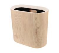 WEKAMOS Poubelle Vintage Plastique Aspect Bois avec Couvercle Corbeille à Déchets Petite et Stable Bac à Ordures pour Cuisine Chambre Hôtel et Bureau Design Rétro Élégant et Étanche