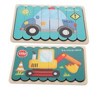 WEKAMOS Puzzles Bois pour Garçon Fille Set de Jouets Éducatifs avec Camion de Police et Excavateur Activités Ludiques pour Développement Cognitif Ans