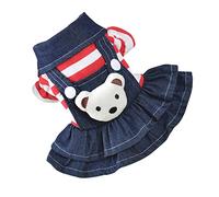 WEKAMOS Robe à Rayures pour Chien Et Chat avec Motif Ours Vêtements pour Animaux De Compagnie XL Rouge