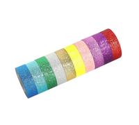 WEKAMOS Ruban Adhésif Décoratif Pailleté DIY Set Masking Tape Coloré Scintillant pour Scrapbooking Bricolage et Bureau Facile à Déchirer Main Cadeau Polyvalent