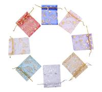 WEKAMOS Sachets Présents en Organza 100 Pcs 7X9 CM Motif Cœur Doré Paquet à Cordon pour Bijoux Pochettes à Bijoux pour Mariage Anniversaire et Fêtes Couleur Aléatoire Couleur Aléatoire