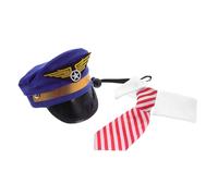 WEKAMOS Set Chien Pilote avec Casquette Brodée et Nœud Accessoire Costume Cosplay pour Chiot et Chat Chapeau Festif pour Fêtes de Noël et Photos Animaux