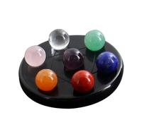 WEKAMOS Set de de Chakras sur Socle pour Décoration Feng Shui et Relaxation Plateau Apéritif Sept avec Perles de Cristal Naturel Cadeau Harmonie Couleur Aléatoire