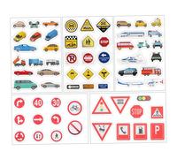 WEKAMOS Stickers Route Décoratifs Papier Varié Panneaux Routiers et Véhicules Autocollants Muraux Ludiques pour Apprentissage Sécurité et Décoration Intérieure