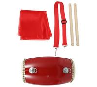 WEKAMOS Tambour de Taille Simple Traditionnel Chinois 12 Cm en Cuir de Vachette Rouge Sangle Réglable et Baguettes - Instrument de Percussion pour Garçon et Filles, Adultes et Fêtes