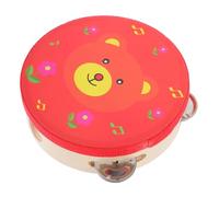WEKAMOS Tambourin Bois pour Garçon Fille Rouge Ours Instrument de Percussion Manuel Sécurisé Éducatif Précoce pour Éveil Musical et Danse