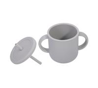 WEKAMOS Tasse à Boire pour Garçon Fille Silicone avec Double et Paille Gobelet Apprentissage Antidérapant pour Tout-petits Garçon Fille Adapté Aux Boissons Chaudes et Froides